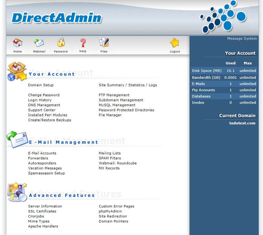 Đổi tên miền Website trên Direct Admin