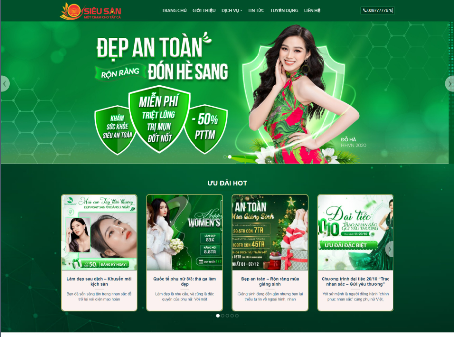 Mẫu website dịch vụ thẩm mỹ viện spa đẹp Nukeviet 4.6